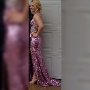 Purple sequins prom dress